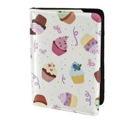 NImongt Delicious Cupcakes Stampa Elegante Passaporto 5.5 "Documento di Viaggio per Uomo Donna Business Leisure Viaggi Portafoglio, Nero , Taglia unica