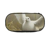 NImongt Elegante astuccio per matite con stampa di erba e colomba per la scuola, per trucchi, viaggi, ufficio, classe, Nero , Taglia unica, Organizer per borse