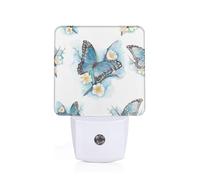 NImongt Farfalla blu su fiore stampa floreale camera da letto camera dei bambini bagno corridoio illuminazione notturna per la decorazione della casa dormitorio