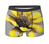 NImongt Gli uomini respirabili della stampa grigia gialla del fiore riassunti la biancheria intima di allungamento comoda per l'usura, Nero , XL