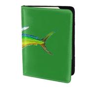 NImongt Green Fish Print elegante passaporto 5.5 pollici documento di viaggio per uomo donna Business Leisure Viaggi Portafoglio, Nero , Taglia unica