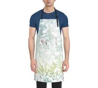 NImongt Grembiule da cucina impermeabile per adulti con tasche con stampa di alghe marine verde mare 71 x 83 cm grembiule da chef barbecue versatile