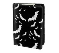 NImongt Halloween pipistrelli volanti stampa elegante passaporto 5.5 pollici documento di viaggio per uomo donna business tempo libero viaggi portafoglio, Nero , Taglia unica