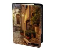 NImongt Italian Old Street Print elegante passaporto 5.5 pollici documento di viaggio per uomo donna Business Leisure Viaggi Portafoglio, Nero , Taglia unica