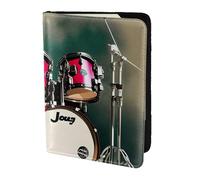 NImongt Jazz Drum Print elegante passaporto 5.5 pollici documento di viaggio per uomo donna Business Leisure Viaggi Portafoglio, Nero , Taglia unica