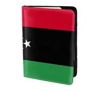 NImongt Libyan Flag Print elegante passaporto 5.5 pollici documento di viaggio per uomo donna Business Leisure Viaggi Portafoglio, Nero , Taglia unica