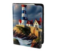 NImongt Lighthouse Diamond Paint Print elegante passaporto 5.5 pollici documento di viaggio per uomo donna Business Leisure viaggi portafoglio, Nero , Taglia unica