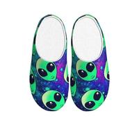 NImongt Pantofole lavabili con stampa alieni verdi per interni per donne e uomini scarpe da hotel eleganti per gli ospiti