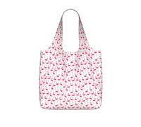 NImongt Pink Flamingo Pattern Print Donne Uomini Pieghevole Riutilizzabile Shopping Leggero Tote Bag Weekend Viaggi Palestra Spiaggia