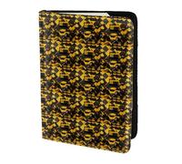 NImongt Portadocumenti da viaggio giallo senape con stampa elegante passaporto 5,5 pollici per uomo donna Business Leisure Viaggi Portafoglio, Nero , Taglia unica