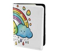 NImongt Rainbow Clouds Raindrop 1 Stampa Elegante Passaporto 5.5 pollici Documento di Viaggio per Uomo Donna Business Leisure Viaggi Portafoglio, Nero , Taglia unica