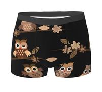 NImongt Simpatico slip da uomo con stampa di gufi marroni in stile cartone animato, traspirante, intimo elasticizzato, comodo per l'uso quotidiano attivo, Nero , XL