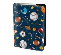 NImongt Sport Baseball Game Stampa Elegante Passaporto 5.5 pollici Documento di Viaggio per Uomo Donna Business Tempo Libero Viaggi Portafoglio, Nero , Taglia unica