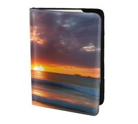 NImongt Sunset Beach Print elegante passaporto 5.5 pollici documento di viaggio per uomo donna Business Leisure Viaggi Portafoglio, Nero , Taglia unica