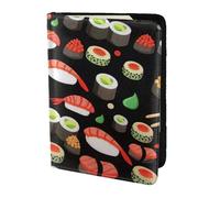 NImongt Sushi Giapponese Stampa Gamberetti Elegante Passaporto 5.5 "Documento di Viaggio per Uomini Donne Business Leisure Viaggi Portafoglio, Nero , Taglia unica