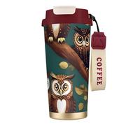 NImongt Tazza da caffè e tè in acciaio inox con stampa di gufo magico per bevande calde e fredde per uso quotidiano in ufficio e da viaggio