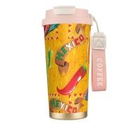 NImongt Tazza da tè e caffè in acciaio inox con stampa di cappello di cactus e peperoncino, per bevande calde e fredde, uso quotidiano, ufficio e viaggio