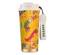 NImongt Tazza da tè e caffè in acciaio inox con stampa di cappello di cactus e peperoncino, per bevande calde e fredde, uso quotidiano, ufficio e viaggio