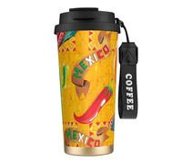 NImongt Tazza da tè e caffè in acciaio inox con stampa di cappello di cactus e peperoncino, per bevande calde e fredde, uso quotidiano, ufficio e viaggio