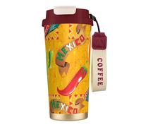 NImongt Tazza da tè e caffè in acciaio inox con stampa di cappello di cactus e peperoncino, per bevande calde e fredde, uso quotidiano, ufficio e viaggio