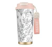 NImongt Tazza da tè e caffè in acciaio inox con stampa di erbe e piante erbacee per bevande calde e fredde, uso quotidiano, ufficio e viaggio