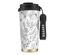 NImongt Tazza da tè e caffè in acciaio inox con stampa di erbe e piante erbacee per bevande calde e fredde, uso quotidiano, ufficio e viaggio