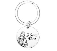 Nimteve Divertente regalo di Gesù per le donne Portachiavi di Gesù Regali di Natale Pasqua per Cristiani Religiosi Battesimo Regali Cristiani I Saw That Jesus Portachiavi, Argentato, Etichettalia