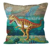 Nimvoya Lino Copricuscini Letto Matrimoniale Cotone Copricuscino Orientale 40x40cm, Dinosauro Giurassico Copricuscini Sedie Esterno Federa Cuscino Esterno Divano da Salotto 1Pcs