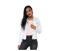Nina Carter J212 - Giacca da donna in jeans per le mezze stagioni, effetto lavaggio leggero, in denim, Bianco (J212-2), XL