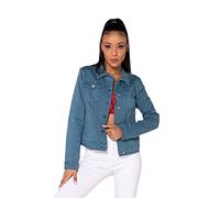 Nina Carter J212 - Giacca da donna in jeans per le mezze stagioni, effetto lavaggio leggero, in denim, Blu Canard (J212-15), L