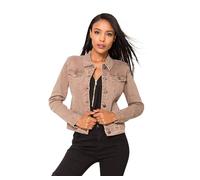 Nina Carter J212 - Giacca da donna in jeans per le mezze stagioni, effetto lavaggio leggero, in denim, tortora (J209-8), S