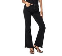 Nina Carter J230 Jeans da donna a vita alta, slim fit, con orlo gamba sfilacciato, Nero (J230-1), M szczupły