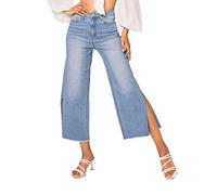 Nina Carter Jeans da donna svasati corti a tre quarti 7/8 jeans effetto invecchiato, XS