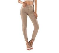 Nina Carter P106 Jeans da donna, slim fit, push-up, skinny, a vita media, Marrone chiaro (P106-18), XS szczupły