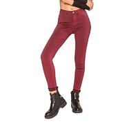 Nina Carter P106 Jeans da donna, slim fit, push-up, skinny, a vita media, Rosso vino (P106-4), XS szczupły