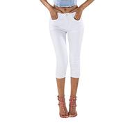 Nina Carter P132 Capri Skinny Fit Jeans a vita alta, effetto lavanderia, Bianco (P132-9), S szczupły
