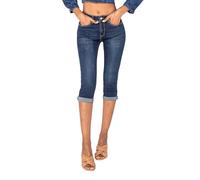 Nina Carter P132 Capri Skinny Fit Jeans a vita alta, effetto lavanderia, Blu scuro (P132-1), L szczupły