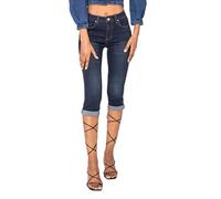 Nina Carter P132 Capri Skinny Fit Jeans a vita alta, effetto lavanderia, Blu scuro (P132-2), S szczupły