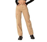 Nina Carter Q1885 - Jeans cargo da donna, a vita alta, elasticizzati, dritti, S