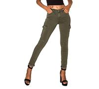 Nina Carter - S353 - Pantaloni cargo da donna - Su misura - Elastici - Look usurato, L