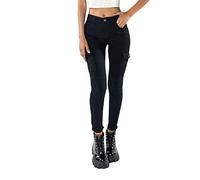 Nina Carter - S353 - Pantaloni cargo da donna - Su misura - Elasticizzati - Look usurato, S