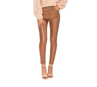 Nina Carter S513 Jeans da donna Skinny Fit, effetto bagnato, a vita alta, in pelle, elasticizzati, alla caviglia, a 5 tasche, Marrone (S513-8), XL