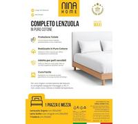 Nina Home Completo Lenzuola in Puro Cotone, Set Biancheria da Letto Premium Quality Made in Italy, con Federe 50x80cm (Panna, Una piazza e mezzo, Tinta Unita)