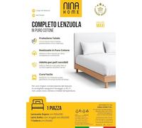 Nina Home Completo Lenzuola in Puro Cotone, Set Biancheria da Letto Premium Quality Made in Italy, con Federe 50x80cm (Verde Acqua, Singolo, Tinta Unita)