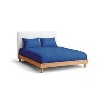 Nina Home Completo Lenzuola in Puro Cotone, Set Biancheria da Letto Premium Quality Made in Italy, con Federe 50x80cm (Blu, Matrimoniale, Tinta Unita)
