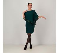 Nina Leonard Abito a tubino con mantella bordo paillettes