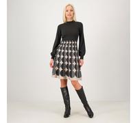 Nina Leonard Abito midi a collo alto con gonna fantasia