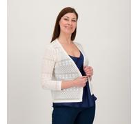 Nina Leonard Cardigan in crochet con scollo a V in micro costina