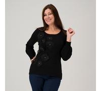 Nina Leonard Maglione con fiori applicati