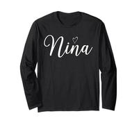 Nina Love Heart Fun Nina Grandma Shirt Mom Mothers Day Maglia a Manica